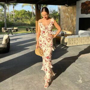 Brand New Let Me Be Sleeveless Ruffle Maxi Dress